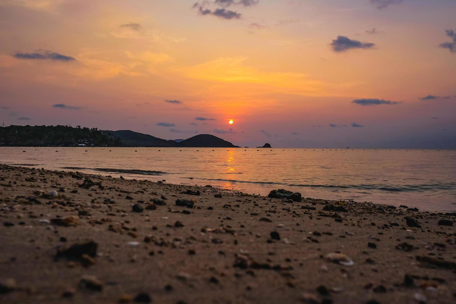 beautiful sunset sky with idyllic ocean in vacation time,kohmak island trat thailand,summer concept photo