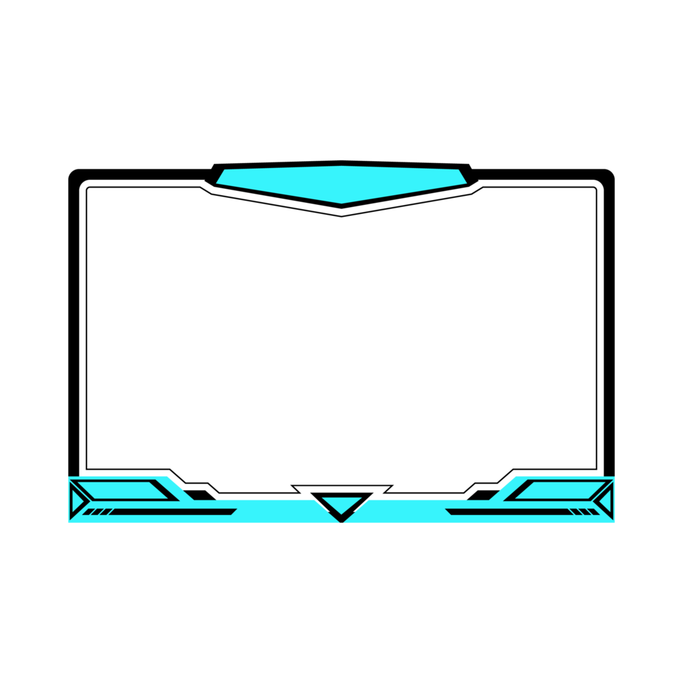 Gaming overlay for live streamers vector design element. Gaming frame overlay design with light blue and black color shade. Stylish overlay for live streamers vector illustration. png