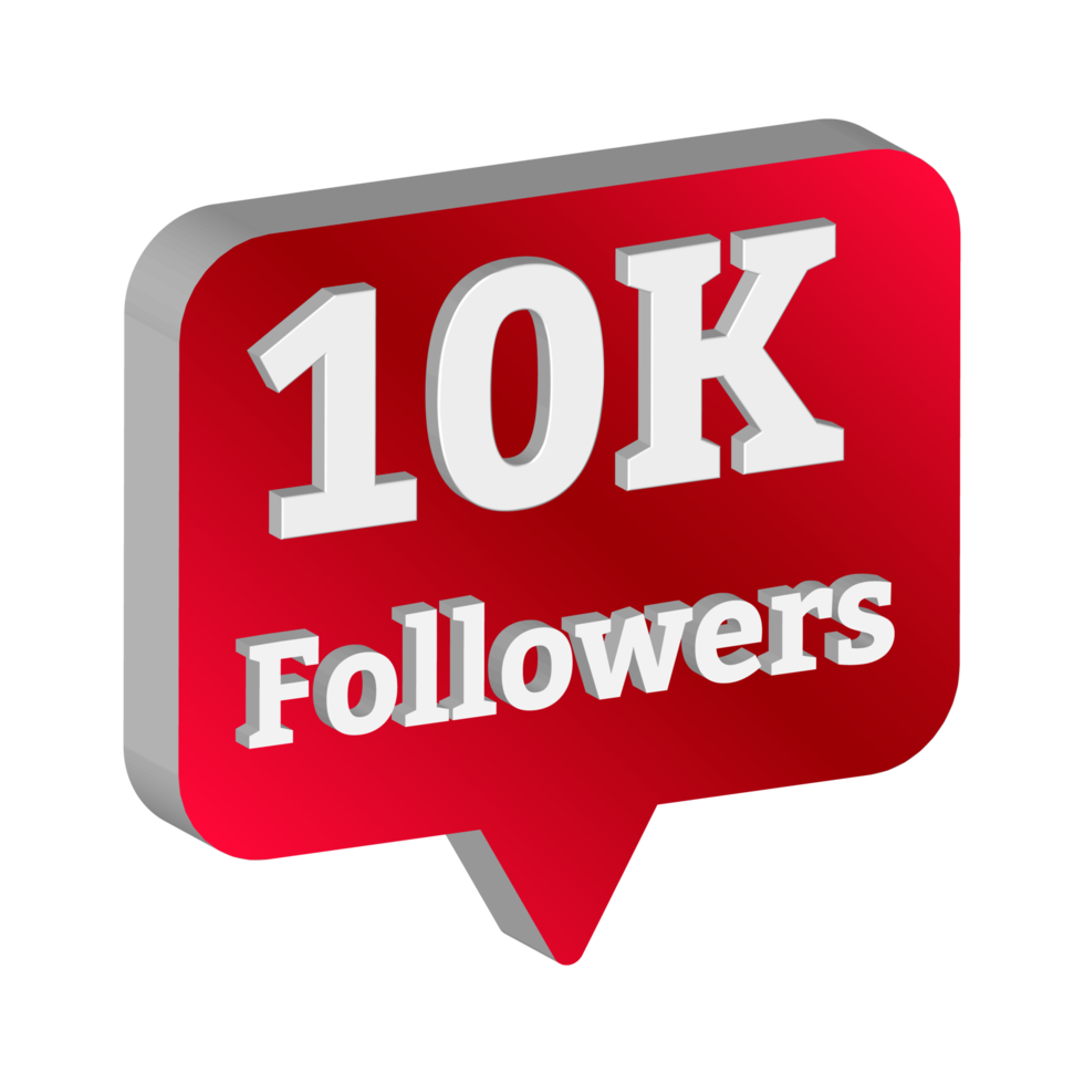 10K followers button collection. Social media follower button with red color shade. Thanksgiving vector design for social media 10K followers celebration. png