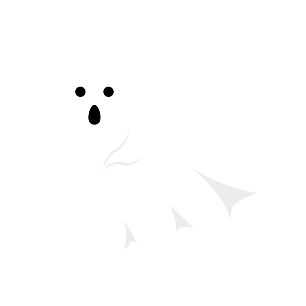 Halloween cute round white ghost design on a black background. Ghost with abstract shape design. Halloween white ghost party element vector illustration. Ghost vector with a scary face. png