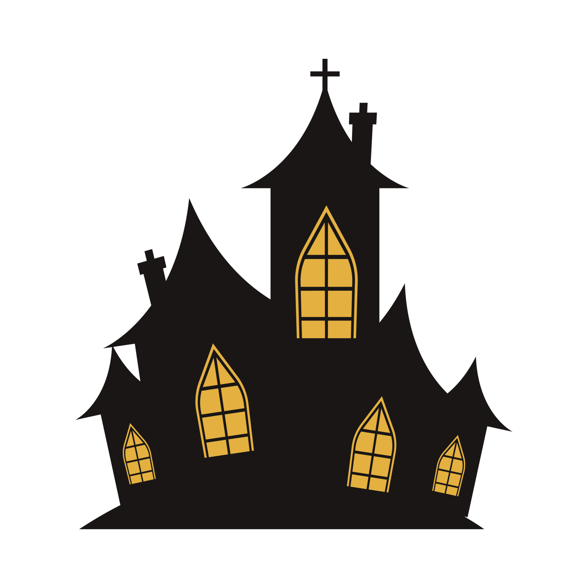 Haunted House Silhouette Png