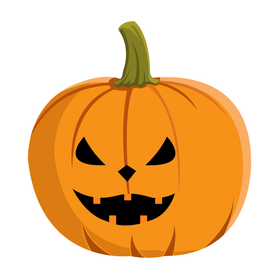 Halloween pumpkin lantern design with orange and green color. Pumpkin lantern design with a spooky face on a white background for Halloween. Costume element design with pumpkin. png