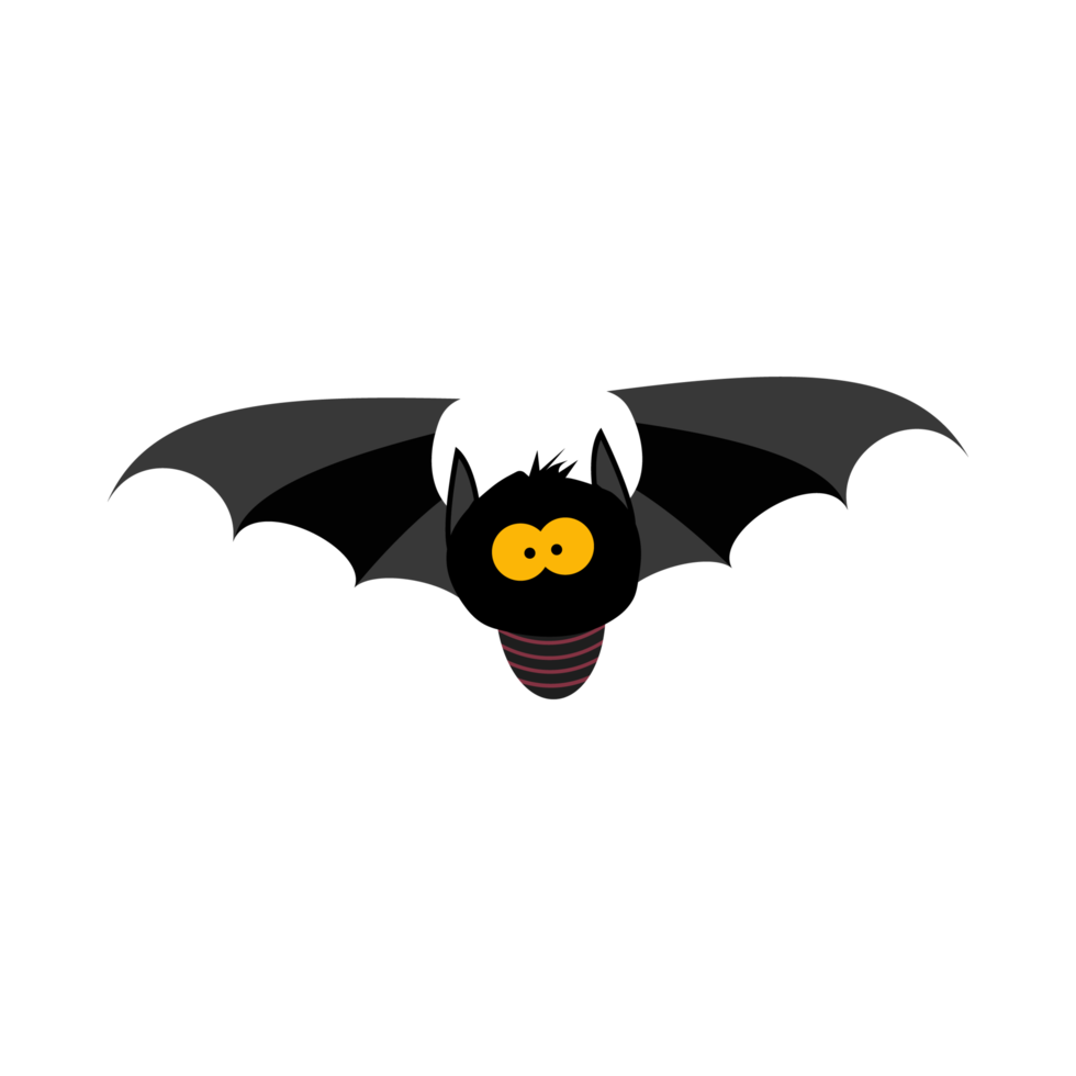 Halloween schwarze gruselige Fledermaus-Design-Vektorillustration. Schwarzes Fledermausdesign mit gelbem und holzfarbenem Farbton. halloween-party-elementdesign mit einer schwarzen gruseligen fledermaus. png