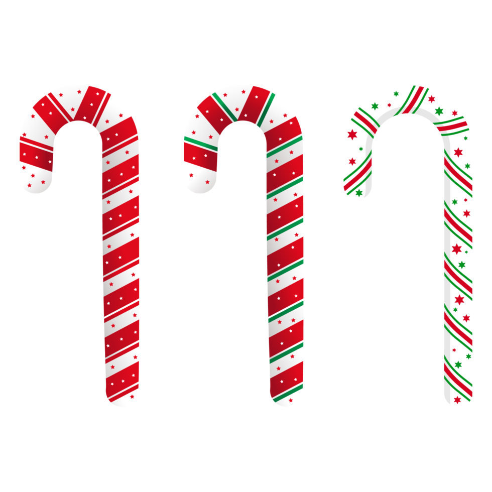 Christmas red, green, and white color candy cane set design on a pink background. Set of Christmas candy for card decoration. Christmas candy cane vector design collection for kids. png
