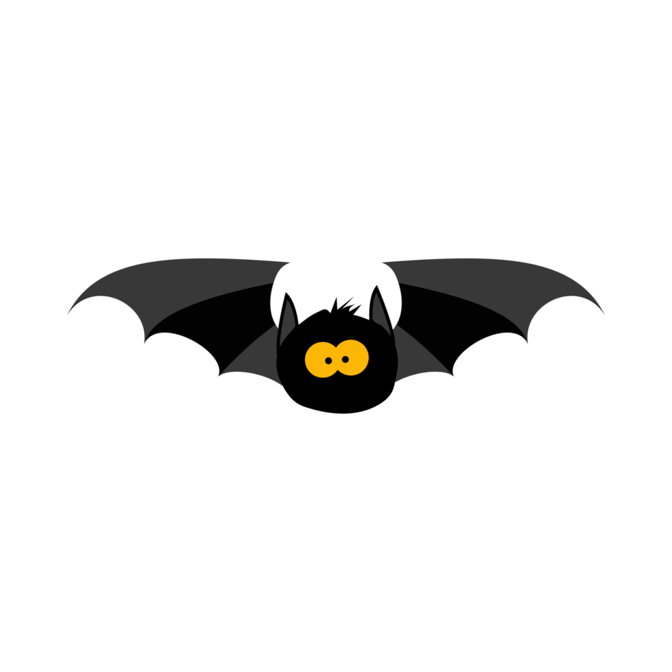 enge vleermuis ontwerp vectorillustratie voor halloween. zwart vleermuisontwerp met gele en houten kleurtint. Halloween-feestelementen ontwerpen met een zwarte enge vleermuis. png