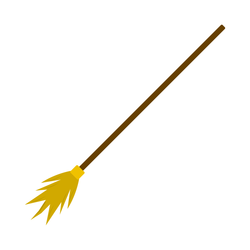 Halloween simple witch broomstick design vector illustration. Witch broom design with yellow and wood color shade. Halloween party elements design with a simple witch broomstick. png