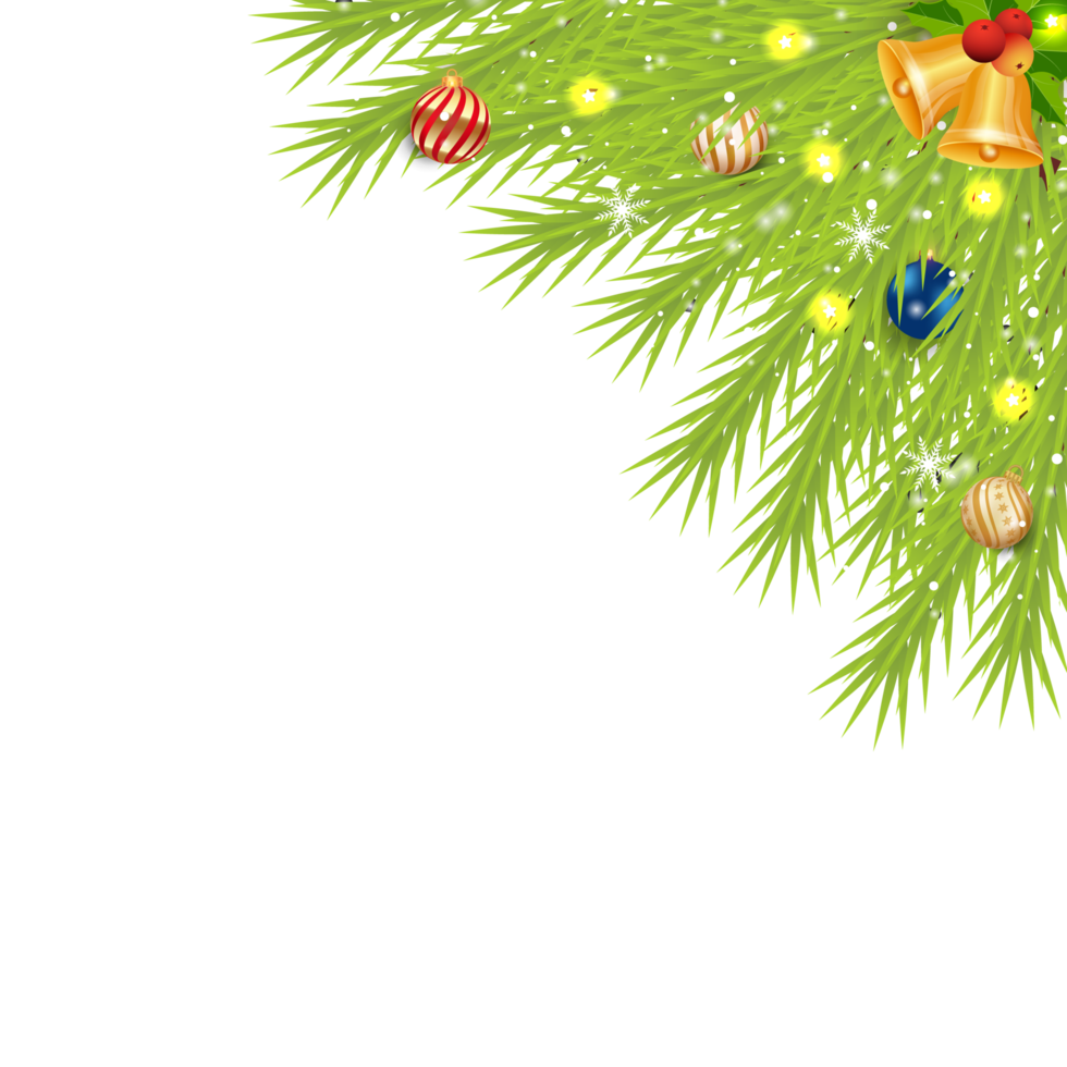 canto de Natal com bagas vermelhas e sinos. canto de natal com flocos de neve e bola de decoração. canto de natal, bola de decoração de natal, bola vermelha, flocos de neve, bola azul, luzes das estrelas, bagas vermelhas. png