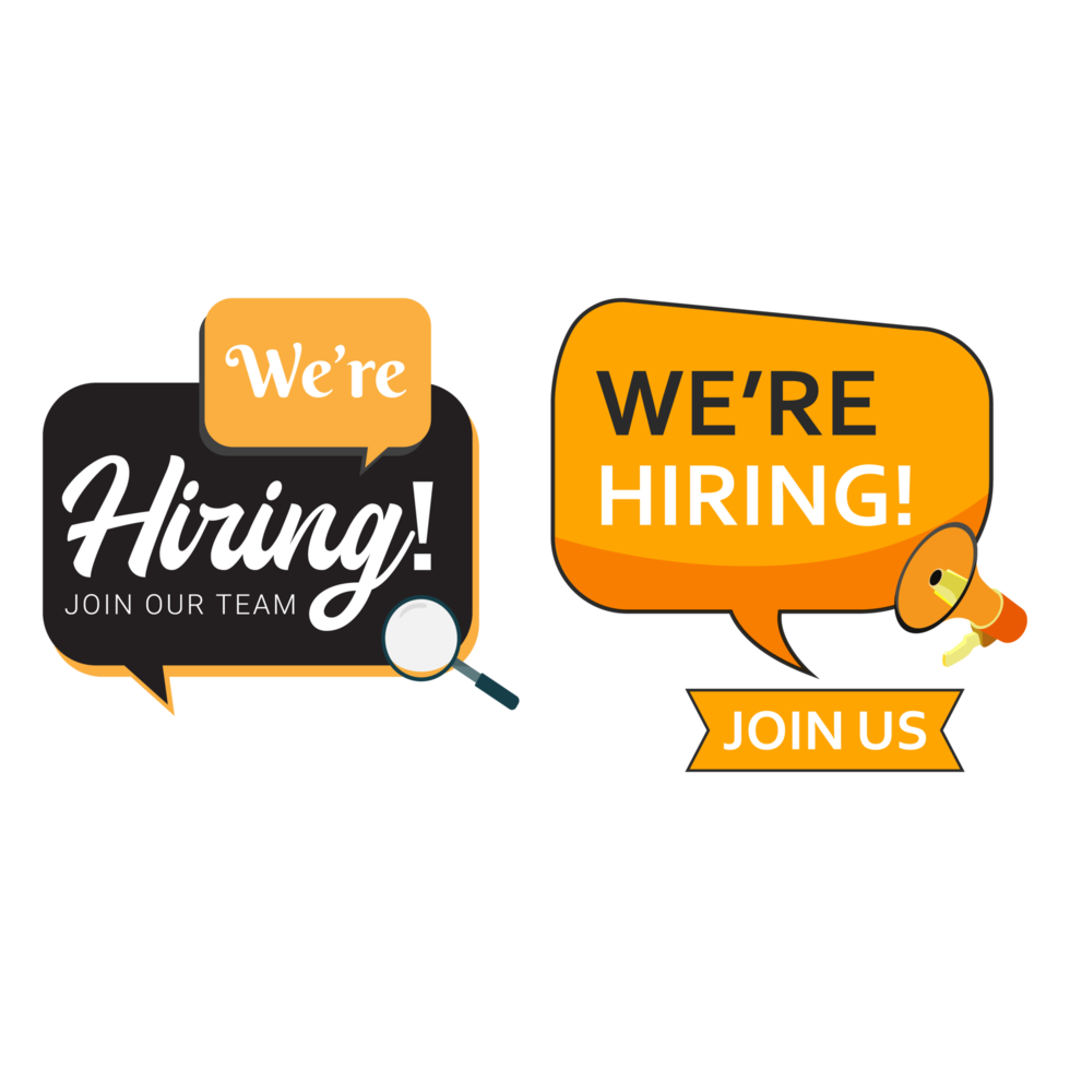 Hiring recruitment open vacancy design info label template. Hiring recruitment design poster. We are hiring brush lettering with geometric shapes. Open vacancy design template. png