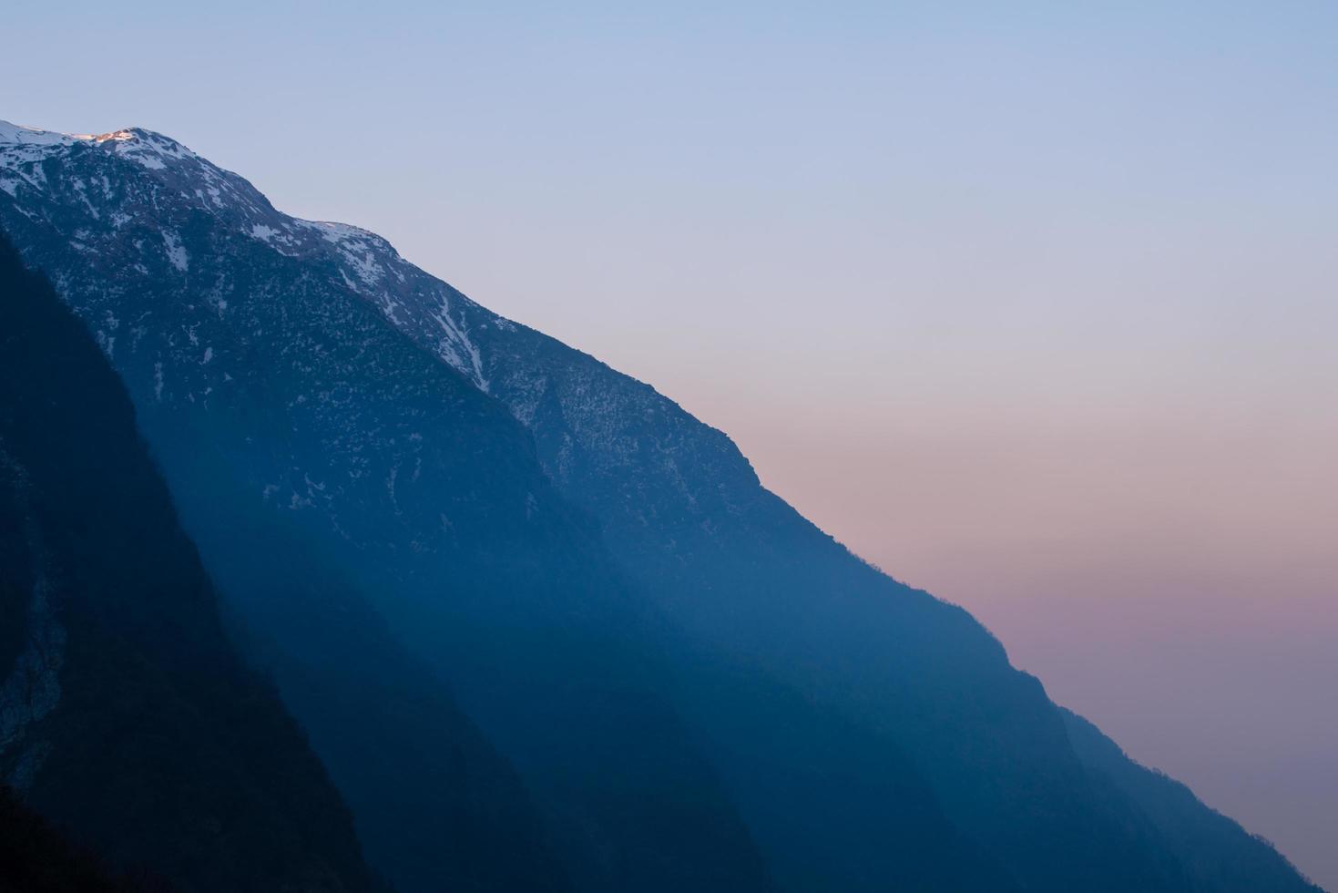 The mountains in the morning sunrise along the way to Annapurna base camp, Nepal. photo