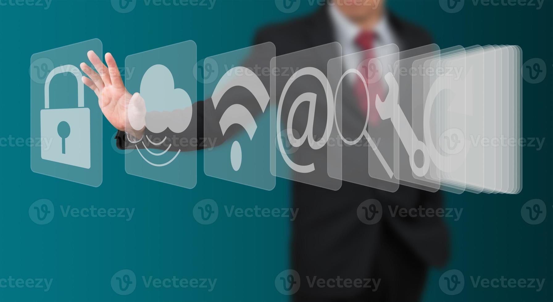 man select computer icon on touch screen photo