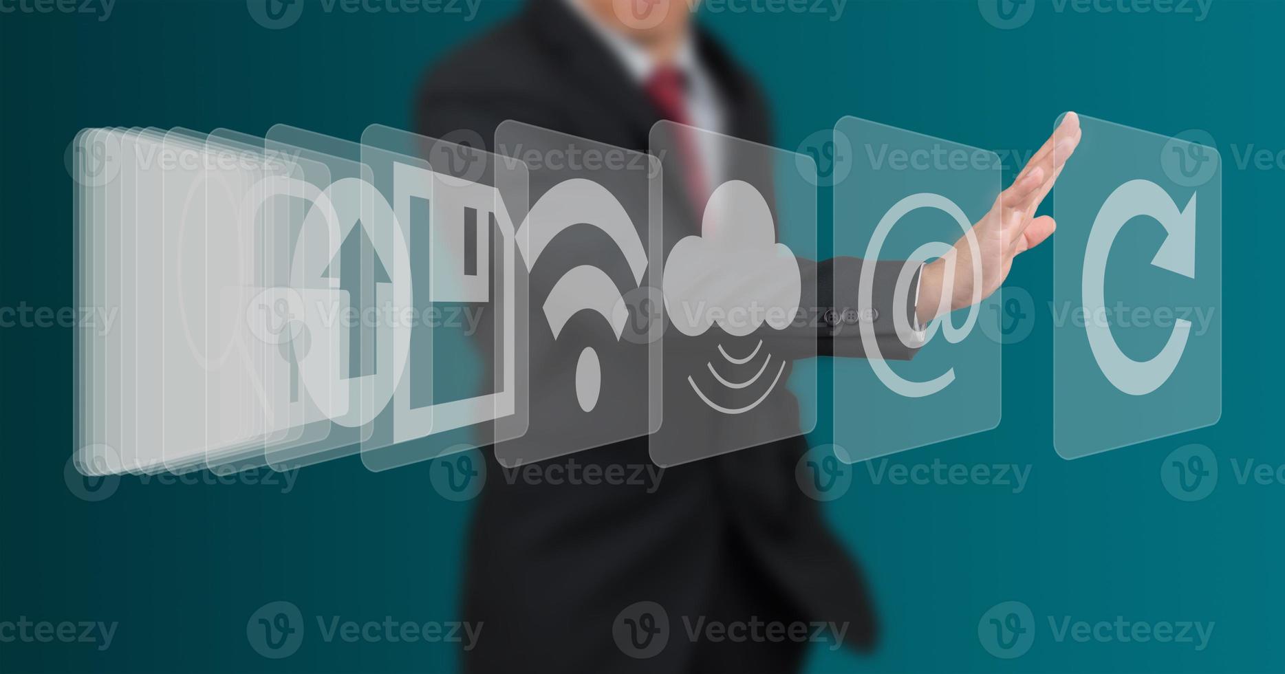 man select computer icon on touch screen photo
