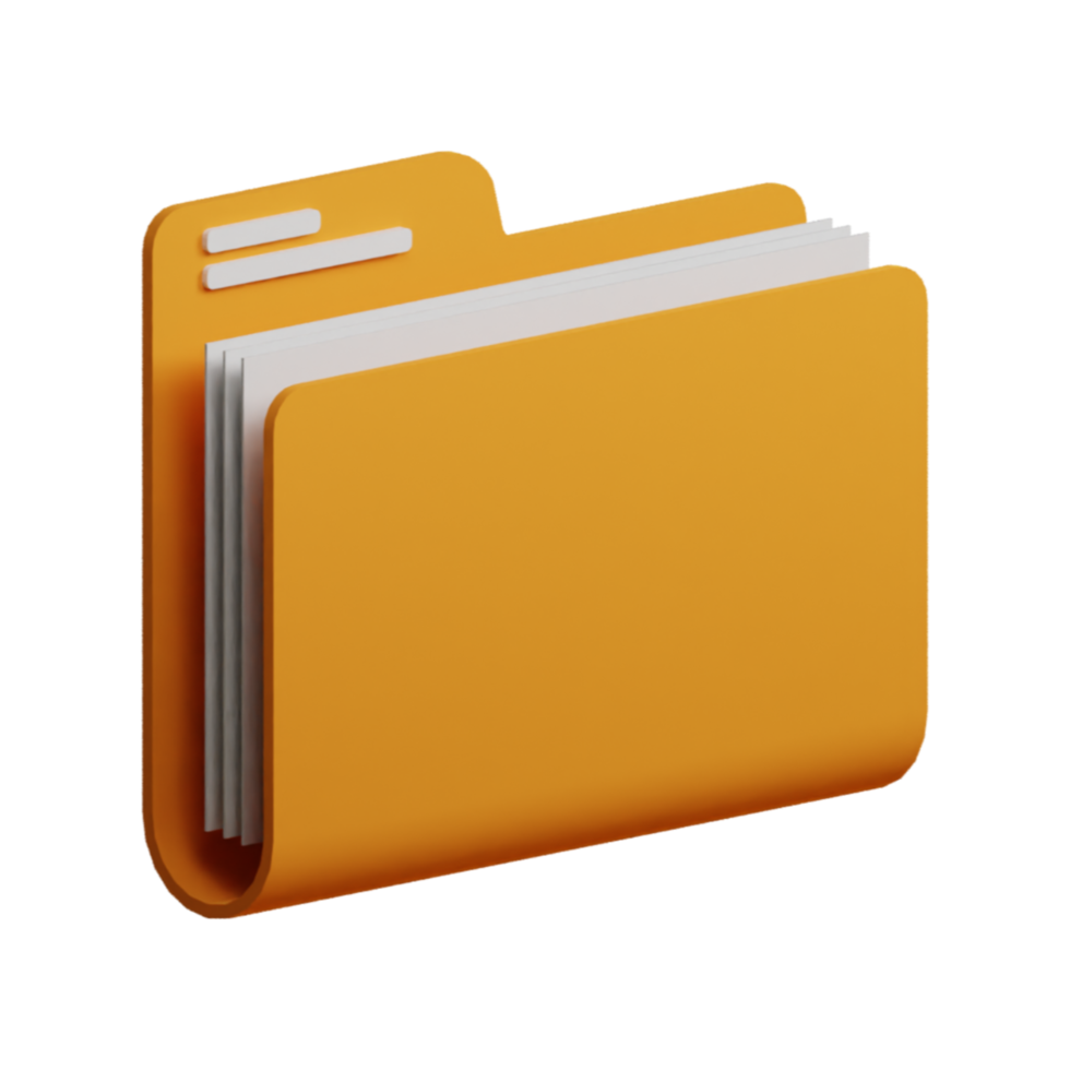 3D render icon yellow folder illustration png