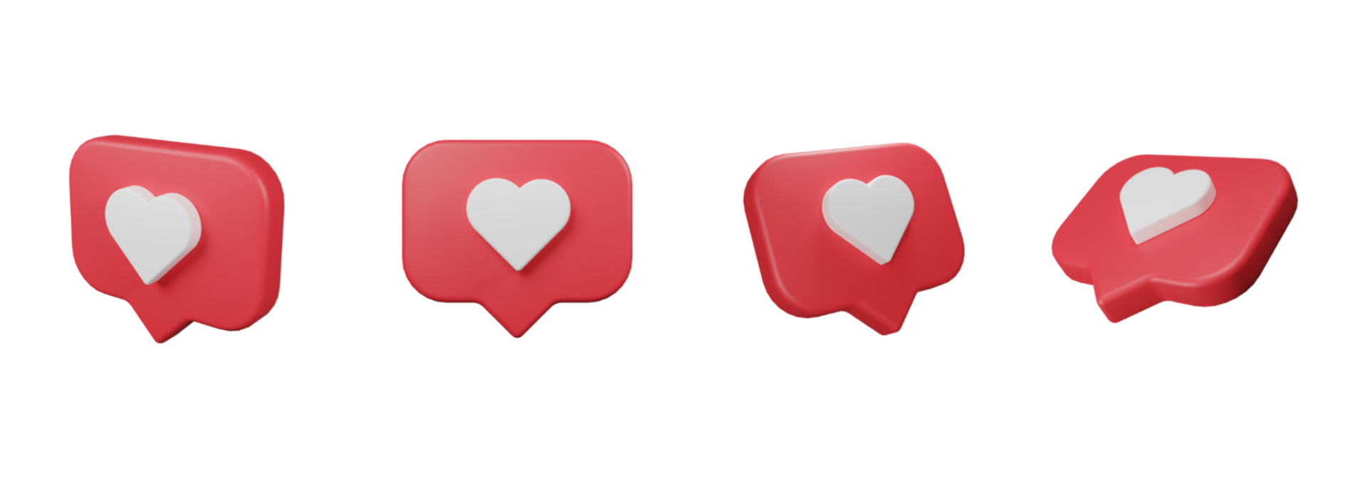 3D render like or love in bubble icon illustration png