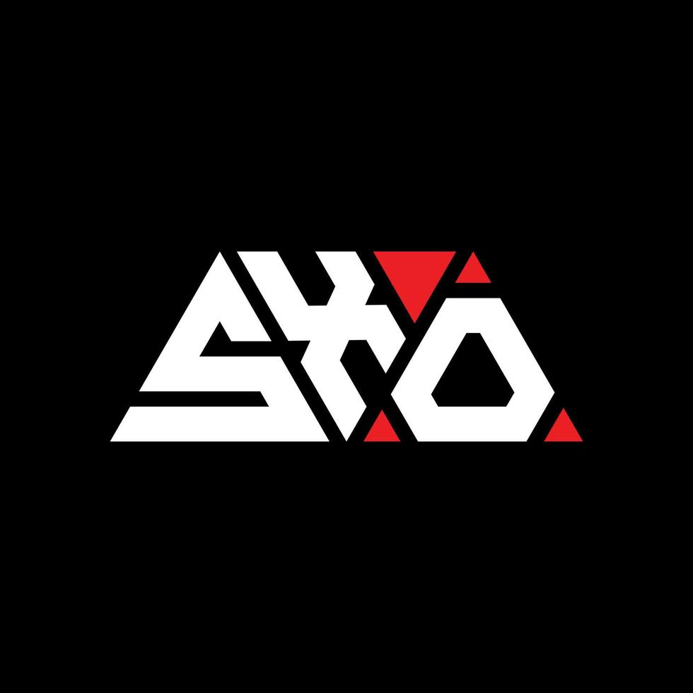SXO triangle letter logo design with triangle shape. SXO triangle logo design monogram. SXO triangle vector logo template with red color. SXO triangular logo Simple, Elegant, and Luxurious Logo. SXO