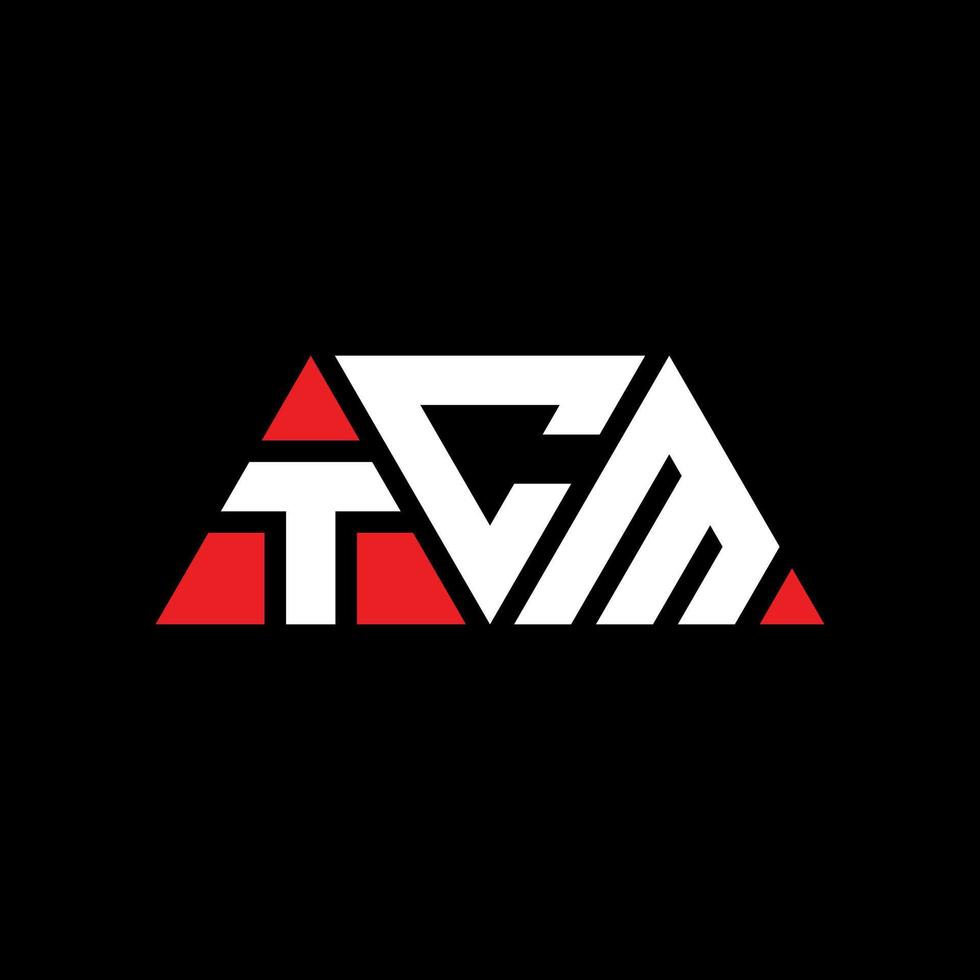diseño de logotipo de letra triangular tcm con forma de triángulo. monograma de diseño de logotipo de triángulo tcm. plantilla de logotipo de vector de triángulo tcm con color rojo. logotipo triangular tcm logotipo simple, elegante y lujoso. tcm