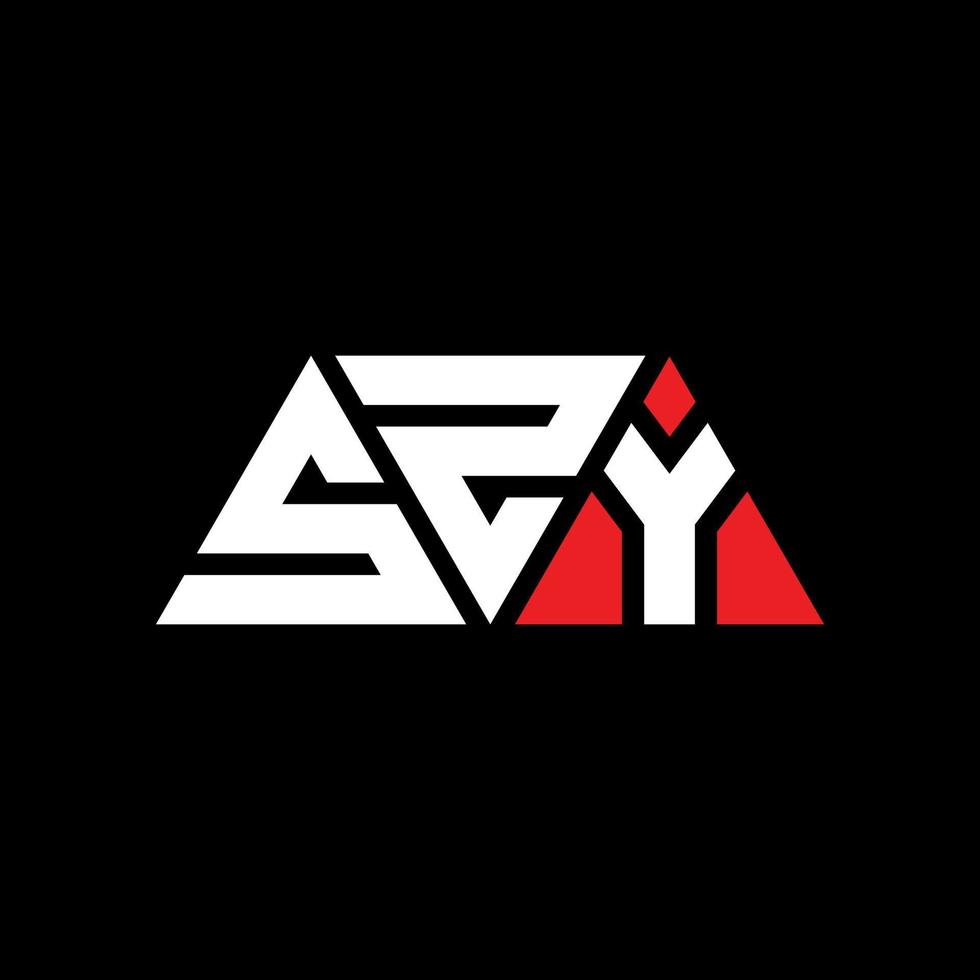 SZY triangle letter logo design with triangle shape. SZY triangle logo design monogram. SZY triangle vector logo template with red color. SZY triangular logo Simple, Elegant, and Luxurious Logo. SZY