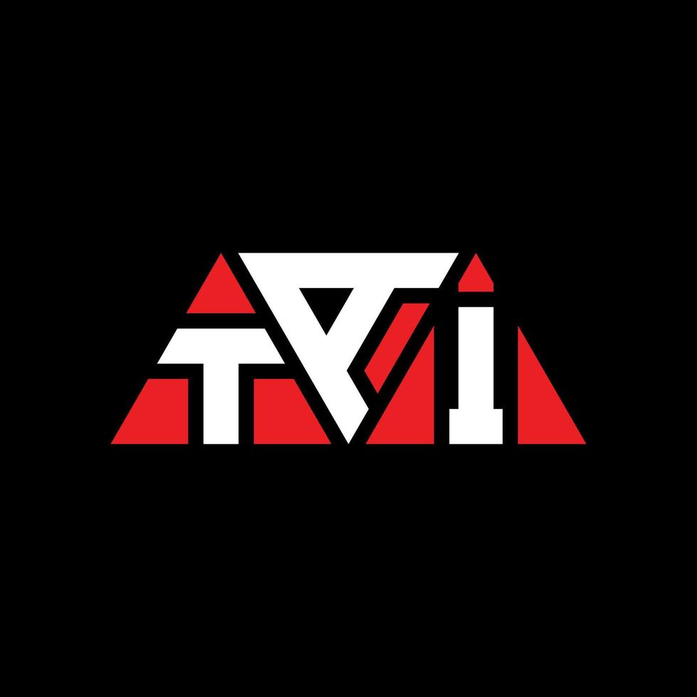 TAI triangle letter logo design with triangle shape. TAI triangle logo design monogram. TAI triangle vector logo template with red color. TAI triangular logo Simple, Elegant, and Luxurious Logo. TAI