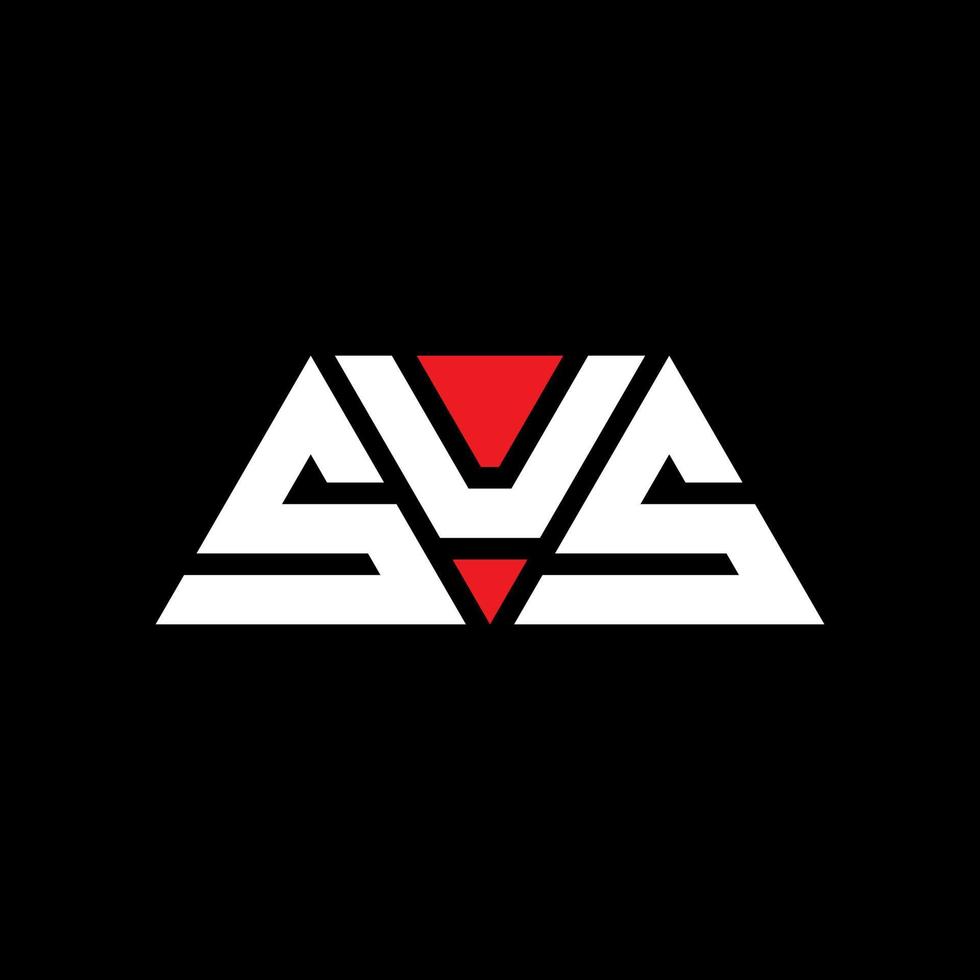 SUS triangle letter logo design with triangle shape. SUS triangle logo design monogram. SUS triangle vector logo template with red color. SUS triangular logo Simple, Elegant, and Luxurious Logo. SUS