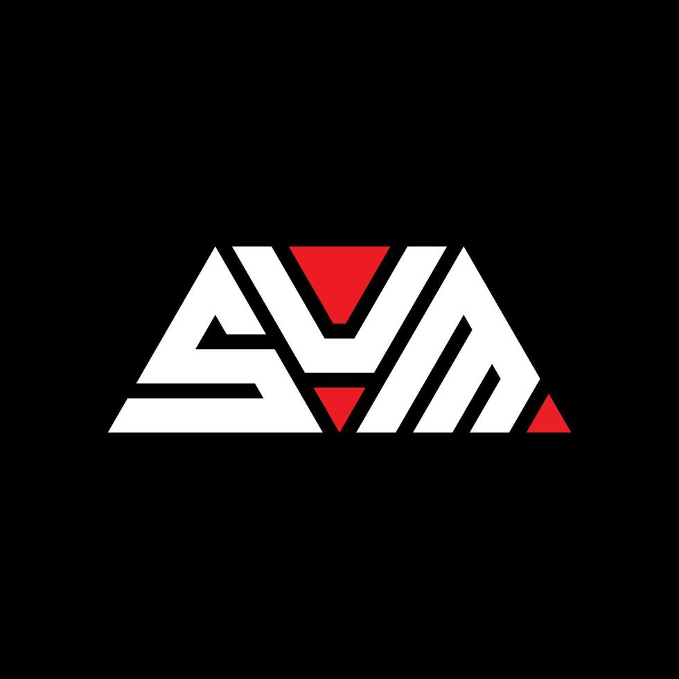 SUM triangle letter logo design with triangle shape. SUM triangle logo design monogram. SUM triangle vector logo template with red color. SUM triangular logo Simple, Elegant, and Luxurious Logo. SUM