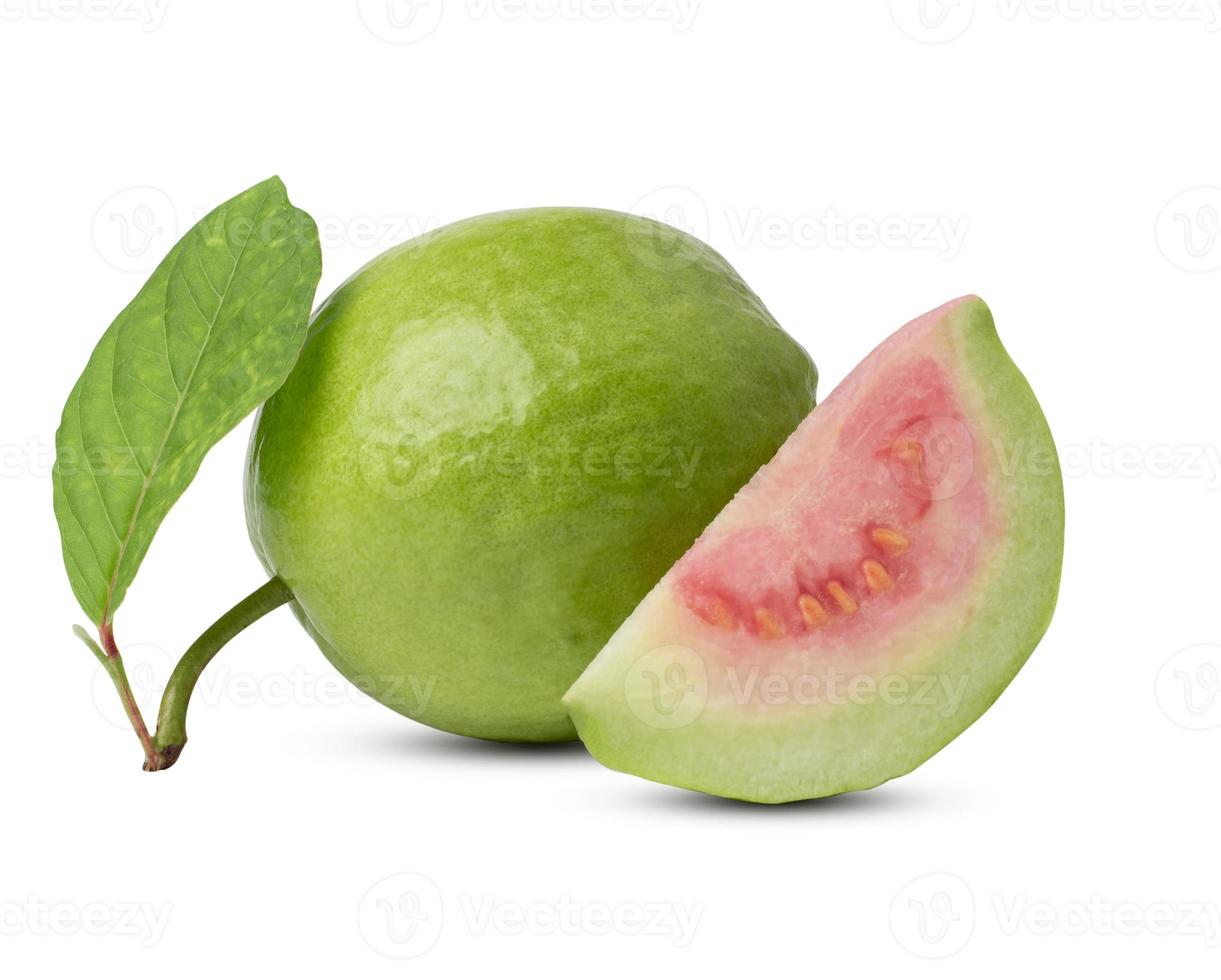 Group fo Fresh guava with leaf isolated on white background. with clipping path photo