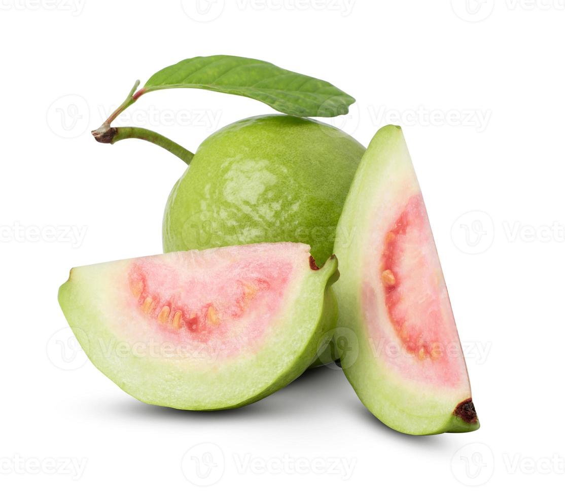 Group fo Fresh guava with leaf isolated on white background. with clipping path photo