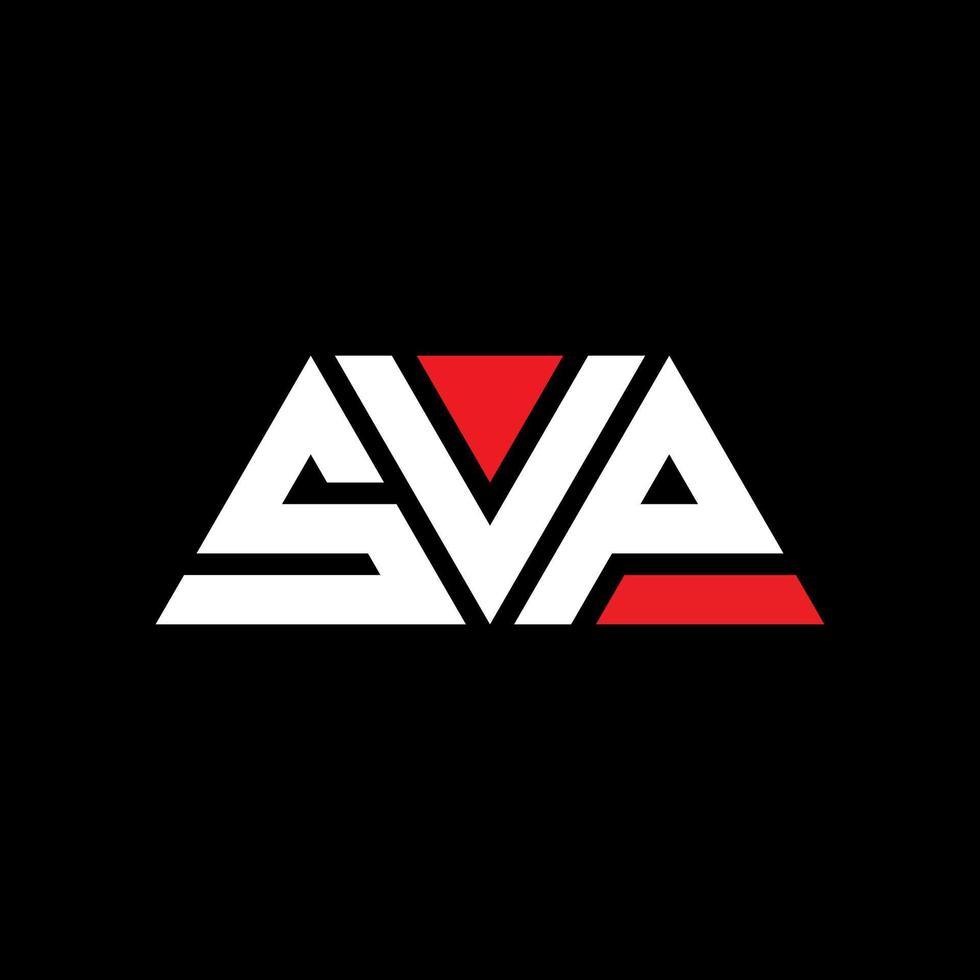 SVP triangle letter logo design with triangle shape. SVP triangle logo design monogram. SVP triangle vector logo template with red color. SVP triangular logo Simple, Elegant, and Luxurious Logo. SVP