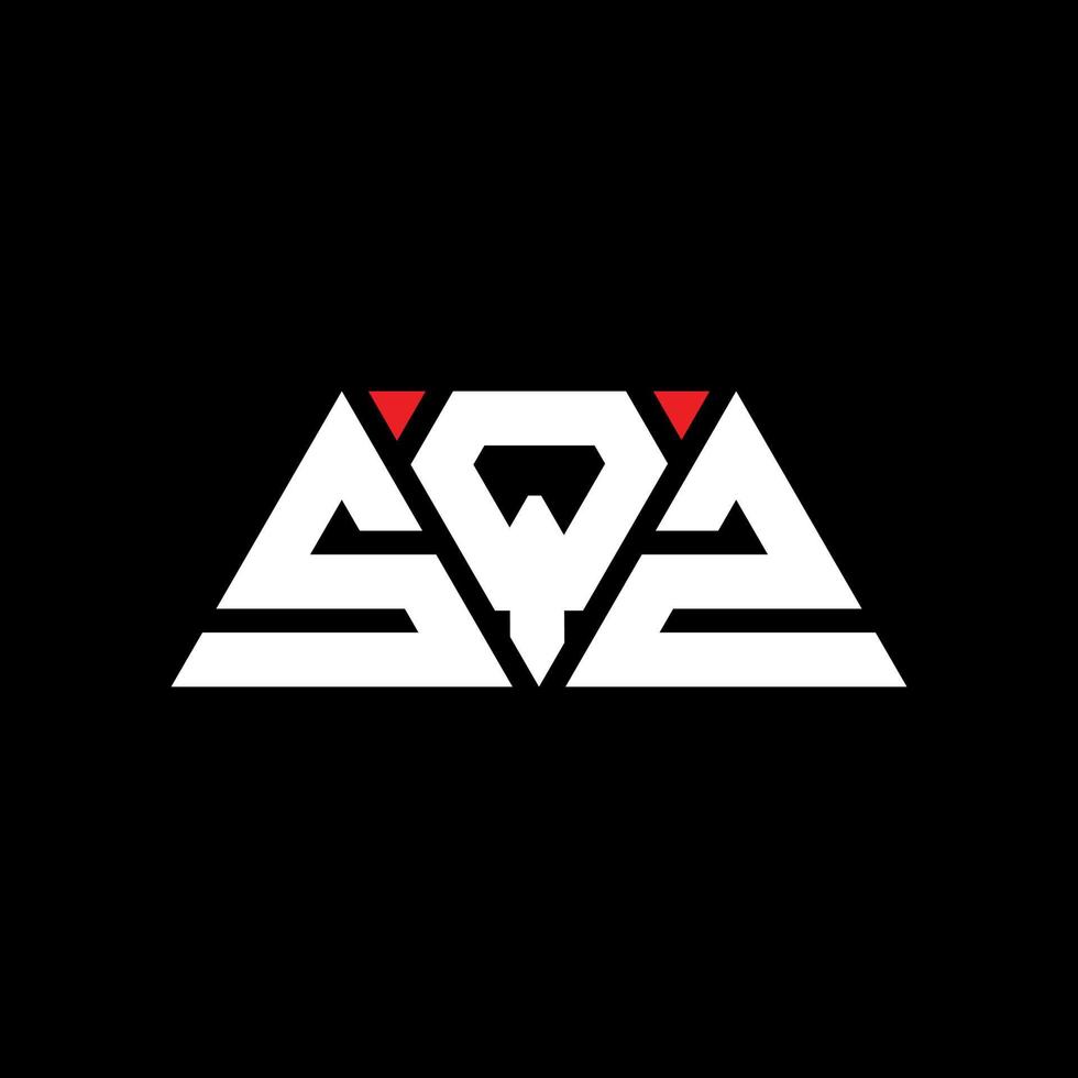 SQZ triangle letter logo design with triangle shape. SQZ triangle logo design monogram. SQZ triangle vector logo template with red color. SQZ triangular logo Simple, Elegant, and Luxurious Logo. SQZ