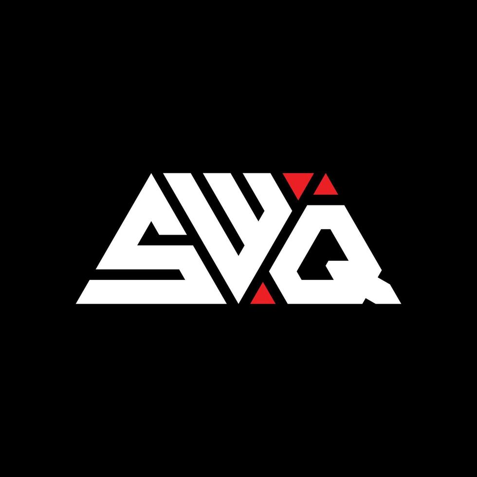 SWQ triangle letter logo design with triangle shape. SWQ triangle logo design monogram. SWQ triangle vector logo template with red color. SWQ triangular logo Simple, Elegant, and Luxurious Logo. SWQ