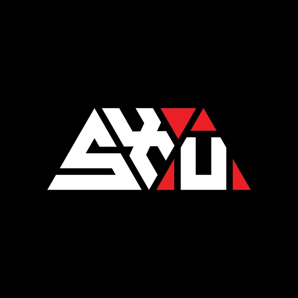 SXU triangle letter logo design with triangle shape. SXU triangle logo design monogram. SXU triangle vector logo template with red color. SXU triangular logo Simple, Elegant, and Luxurious Logo. SXU