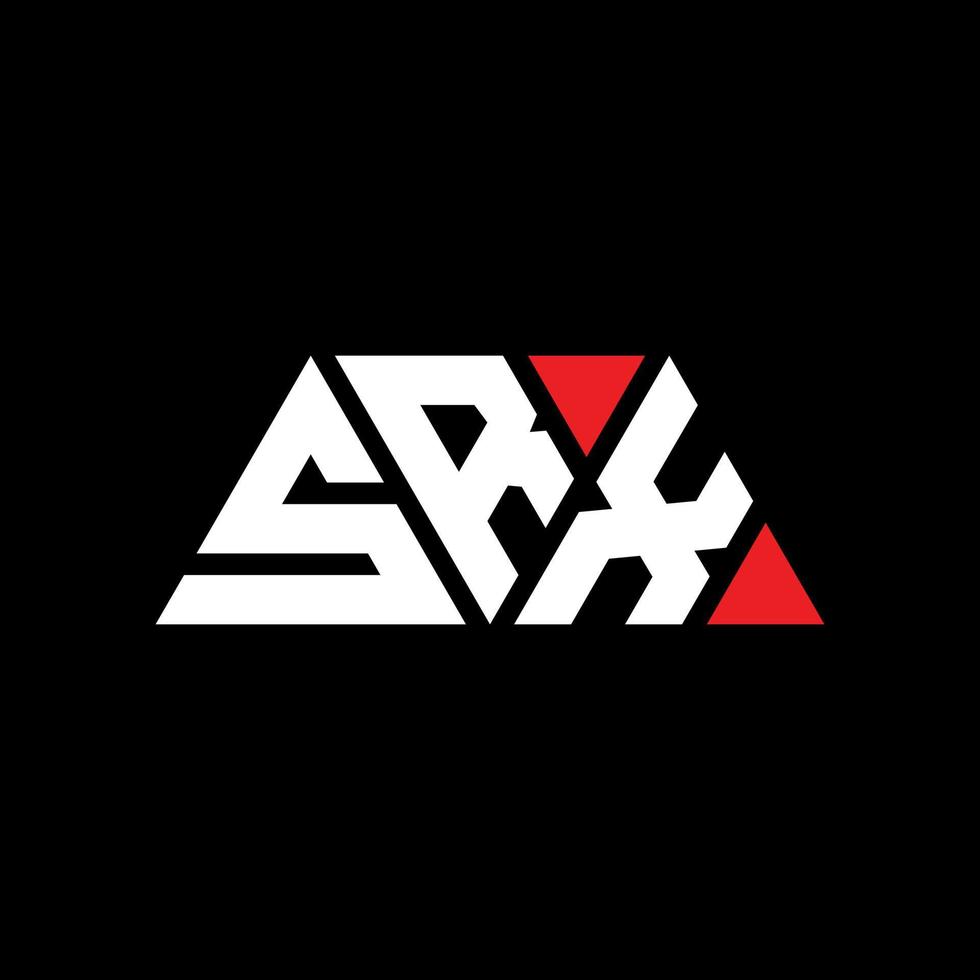 SRX triangle letter logo design with triangle shape. SRX triangle logo design monogram. SRX triangle vector logo template with red color. SRX triangular logo Simple, Elegant, and Luxurious Logo. SRX