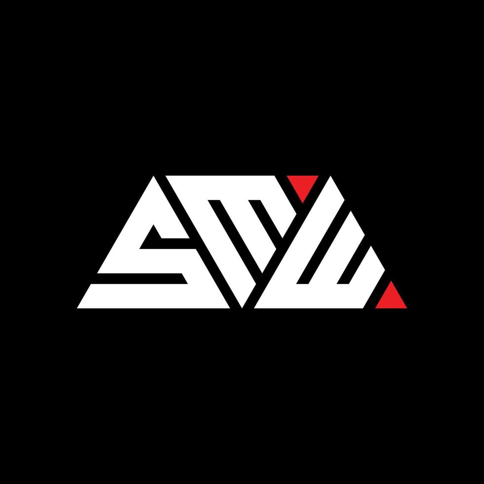 diseño de logotipo de letra triangular smw con forma de triángulo. monograma de diseño de logotipo de triángulo smw. plantilla de logotipo de vector de triángulo smw con color rojo. logo triangular smw logo simple, elegante y lujoso. smw