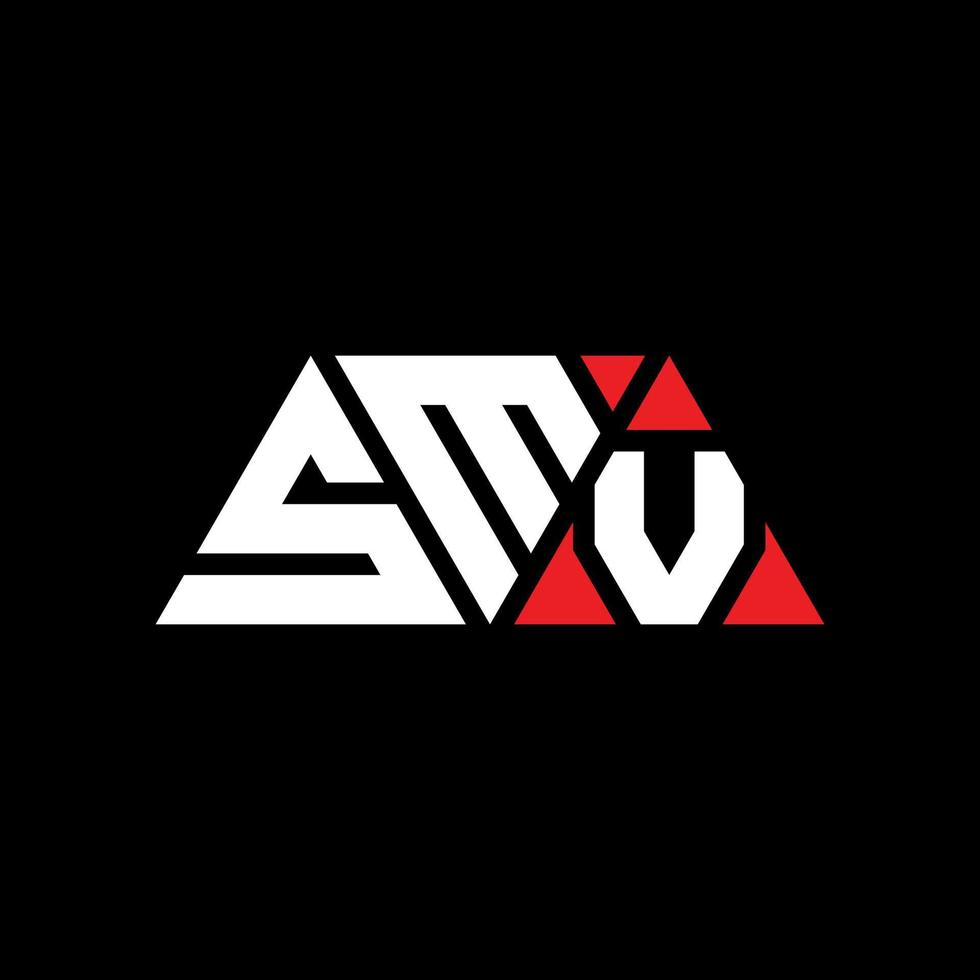 diseño de logotipo de letra triangular smv con forma de triángulo. monograma de diseño de logotipo de triángulo smv. plantilla de logotipo de vector de triángulo smv con color rojo. logotipo triangular smv logotipo simple, elegante y lujoso. smv