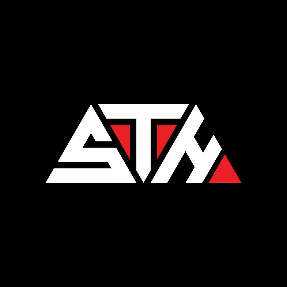 STH triangle letter logo design with triangle shape. STH triangle logo design monogram. STH triangle vector logo template with red color. STH triangular logo Simple, Elegant, and Luxurious Logo. STH