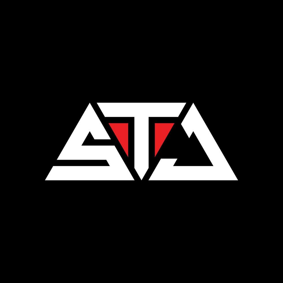 STJ triangle letter logo design with triangle shape. STJ triangle logo design monogram. STJ triangle vector logo template with red color. STJ triangular logo Simple, Elegant, and Luxurious Logo. STJ