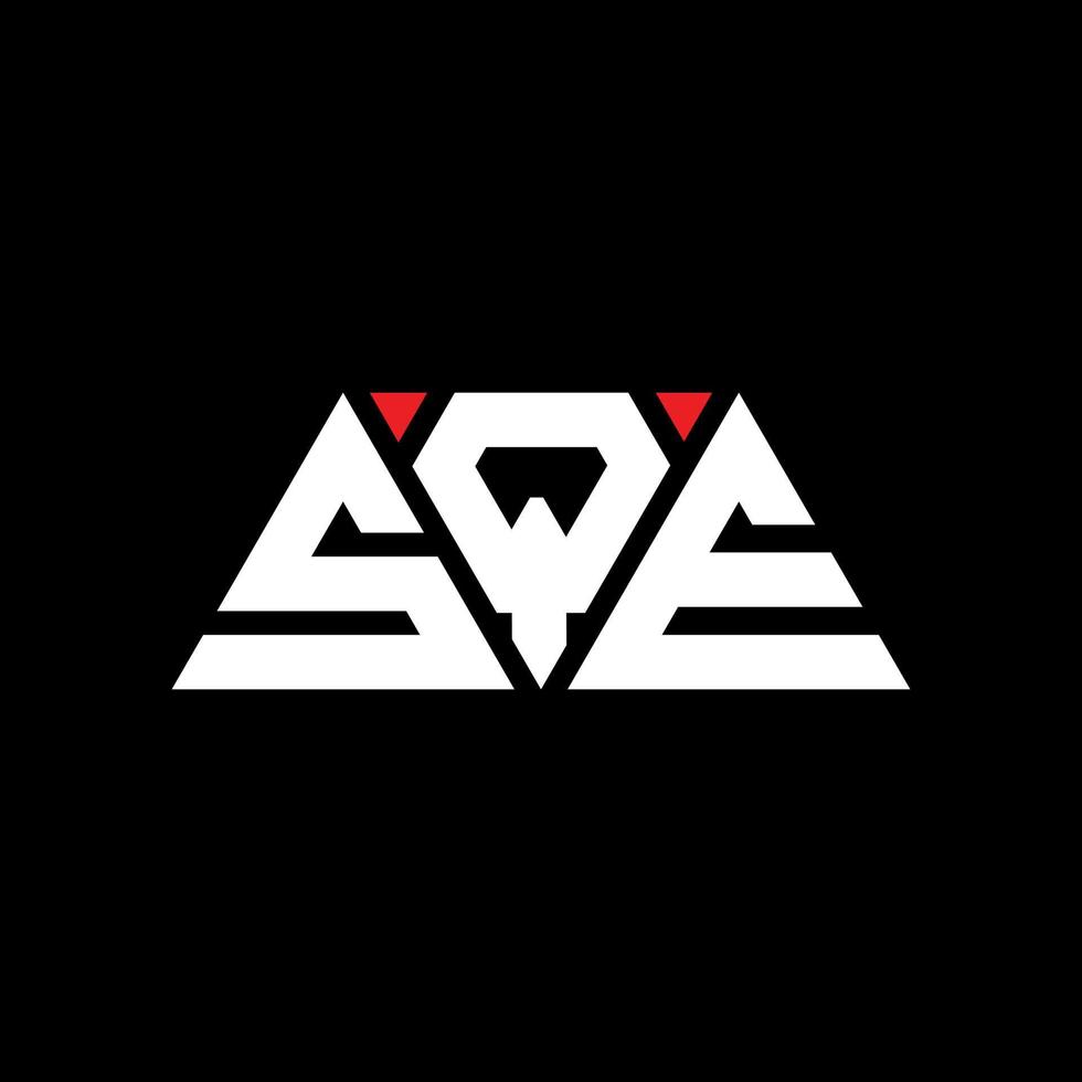 SQE triangle letter logo design with triangle shape. SQE triangle logo design monogram. SQE triangle vector logo template with red color. SQE triangular logo Simple, Elegant, and Luxurious Logo. SQE