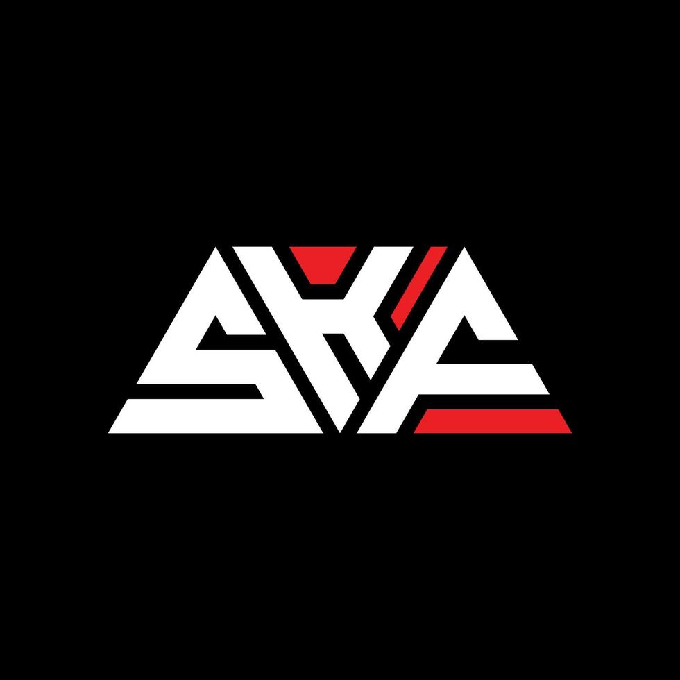 SKF triangle letter logo design with triangle shape. SKF triangle logo design monogram. SKF triangle vector logo template with red color. SKF triangular logo Simple, Elegant, and Luxurious Logo. SKF