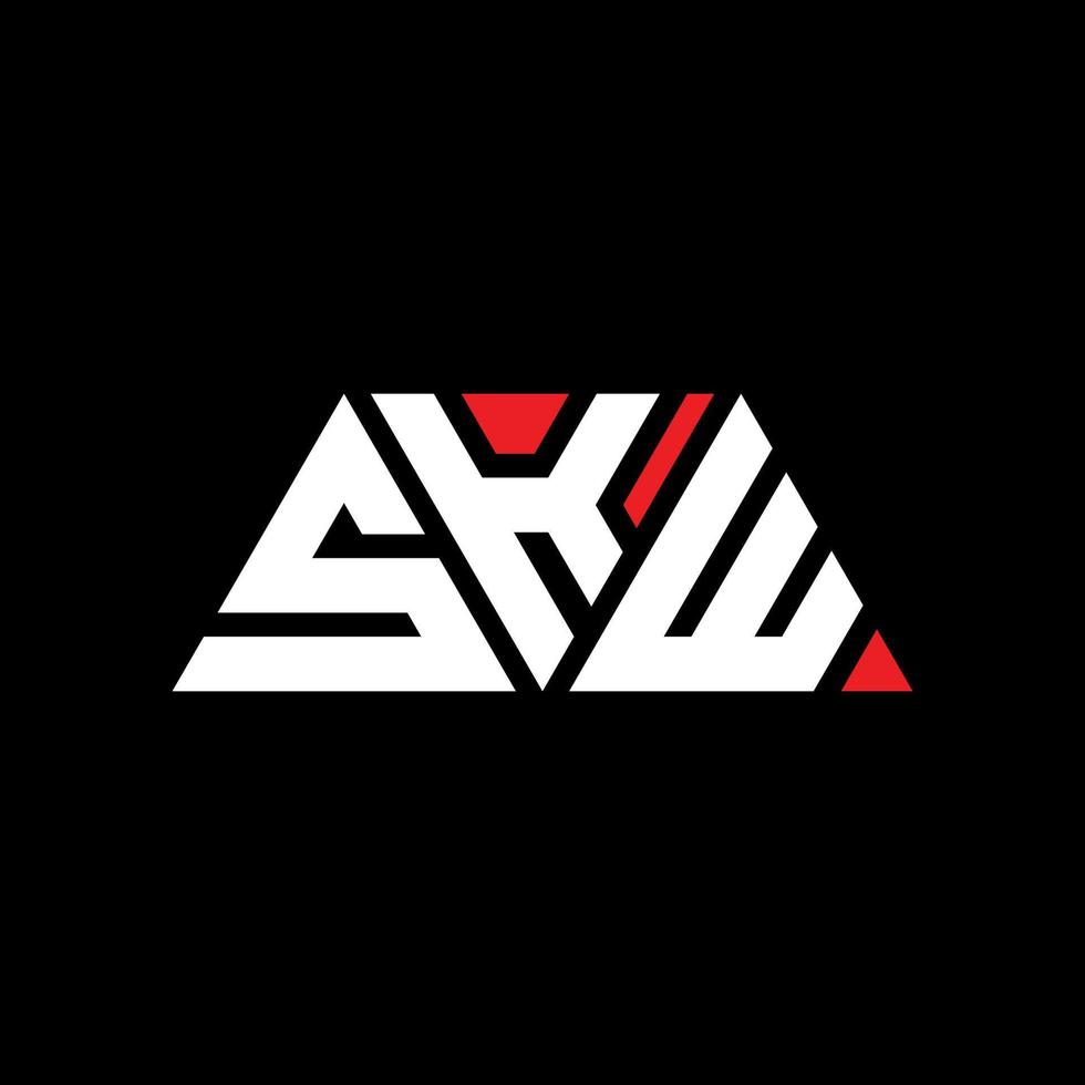 SKW triangle letter logo design with triangle shape. SKW triangle logo design monogram. SKW triangle vector logo template with red color. SKW triangular logo Simple, Elegant, and Luxurious Logo. SKW