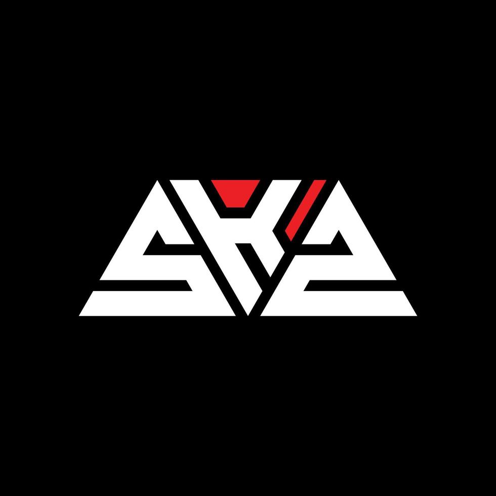 Diseño de logotipo de letra triangular skz con forma de triángulo. monograma de diseño del logotipo del triángulo skz. plantilla de logotipo de vector de triángulo skz con color rojo. logotipo triangular skz logotipo simple, elegante y lujoso. skz