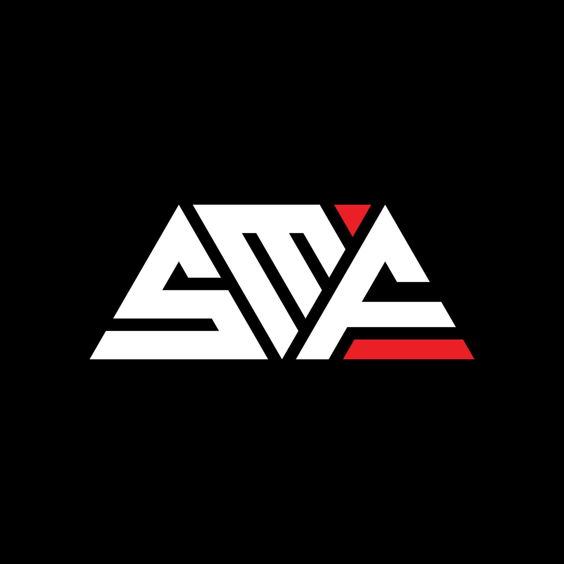 SMF triangle letter logo design with triangle shape. SMF triangle logo