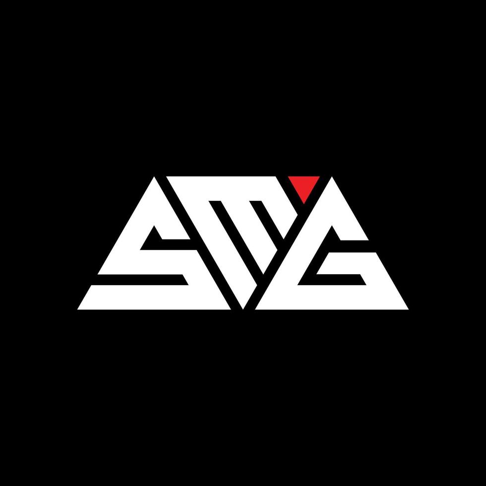 diseño de logotipo de letra de triángulo smg con forma de triángulo. monograma de diseño de logotipo de triángulo smg. plantilla de logotipo de vector de triángulo smg con color rojo. logotipo triangular smg logotipo simple, elegante y lujoso. mensaje de texto