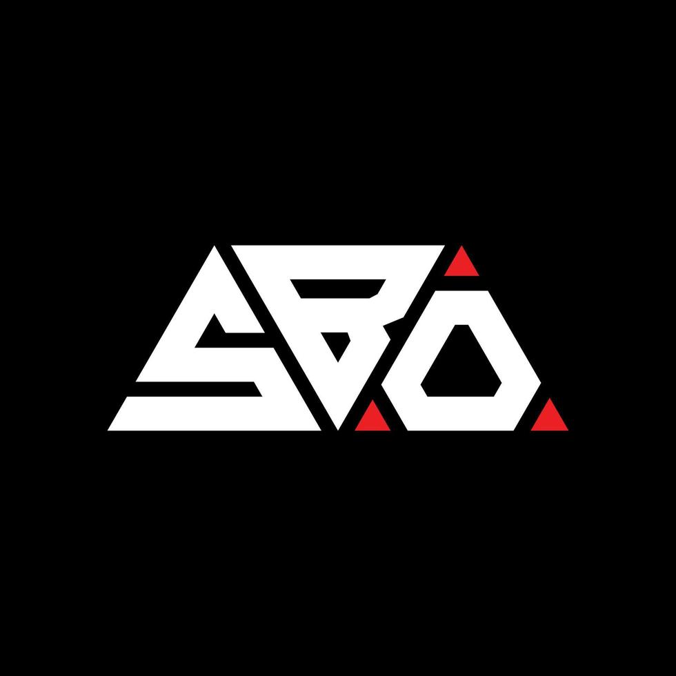 SBO triangle letter logo design with triangle shape. SBO triangle logo design monogram. SBO triangle vector logo template with red color. SBO triangular logo Simple, Elegant, and Luxurious Logo. SBO