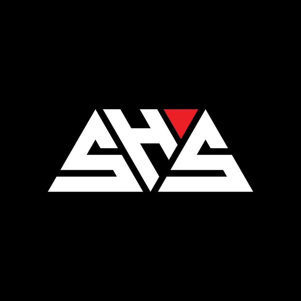 SHS triangle letter logo design with triangle shape. SHS triangle logo design monogram. SHS triangle vector logo template with red color. SHS triangular logo Simple, Elegant, and Luxurious Logo. SHS