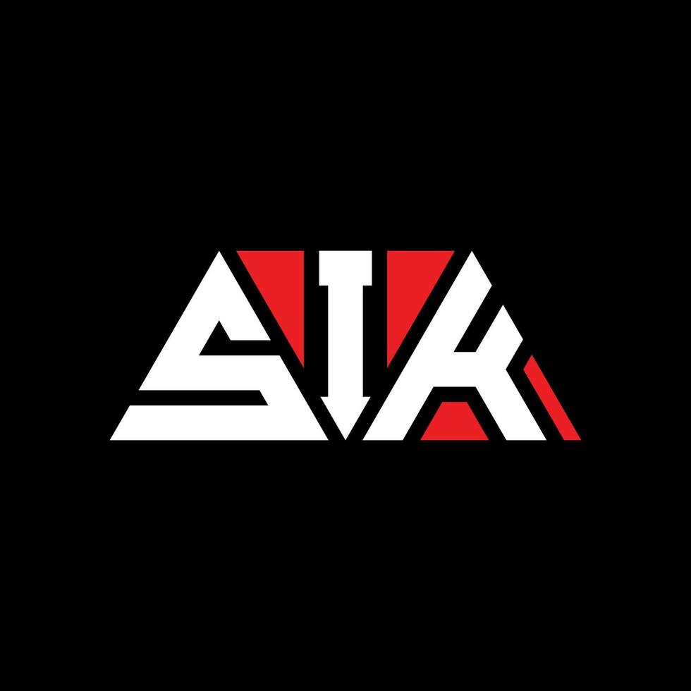 SIK triangle letter logo design with triangle shape. SIK triangle logo design monogram. SIK triangle vector logo template with red color. SIK triangular logo Simple, Elegant, and Luxurious Logo. SIK
