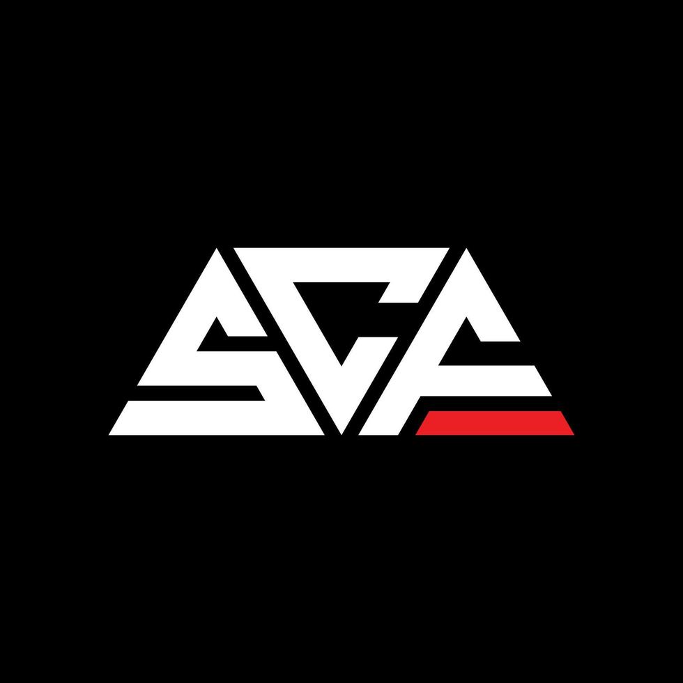 SCF triangle letter logo design with triangle shape. SCF triangle logo design monogram. SCF triangle vector logo template with red color. SCF triangular logo Simple, Elegant, and Luxurious Logo. SCF