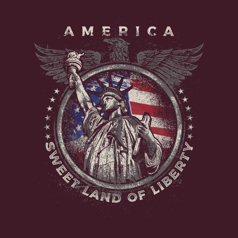 Retro Vintage America Bald Eagle 2nd Amendment Lady Liberty TShirt Design vector