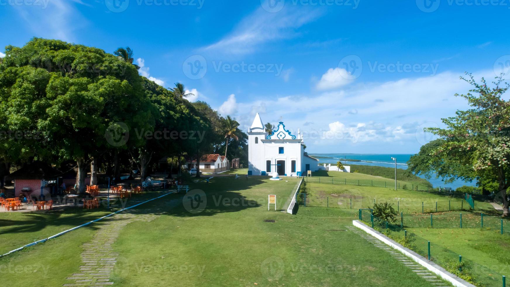 aerial view of the church of our lady of conception in the city of Santa Cruz Cabralia, in the south of Bahia. photo