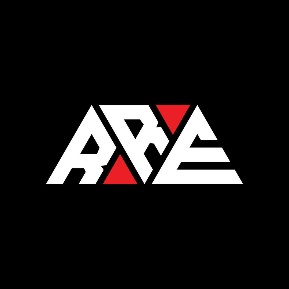 RRE triangle letter logo design with triangle shape. RRE triangle logo design monogram. RRE triangle vector logo template with red color. RRE triangular logo Simple, Elegant, and Luxurious Logo. RRE