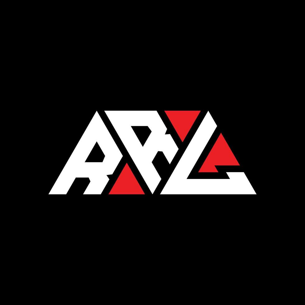 RRL triangle letter logo design with triangle shape. RRL triangle logo design monogram. RRL triangle vector logo template with red color. RRL triangular logo Simple, Elegant, and Luxurious Logo. RRL