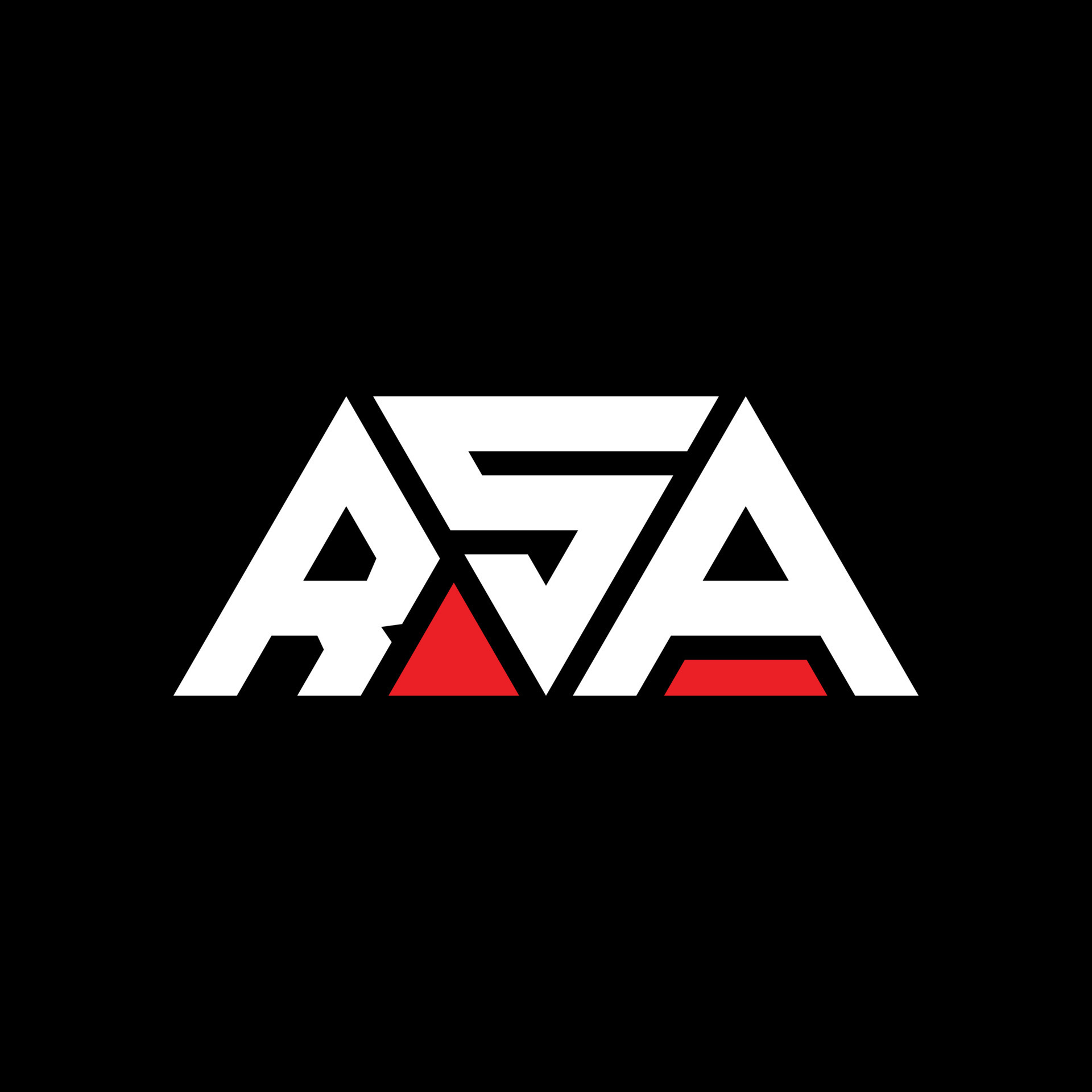 RSA triangle letter logo design with triangle shape. RSA triangle logo
