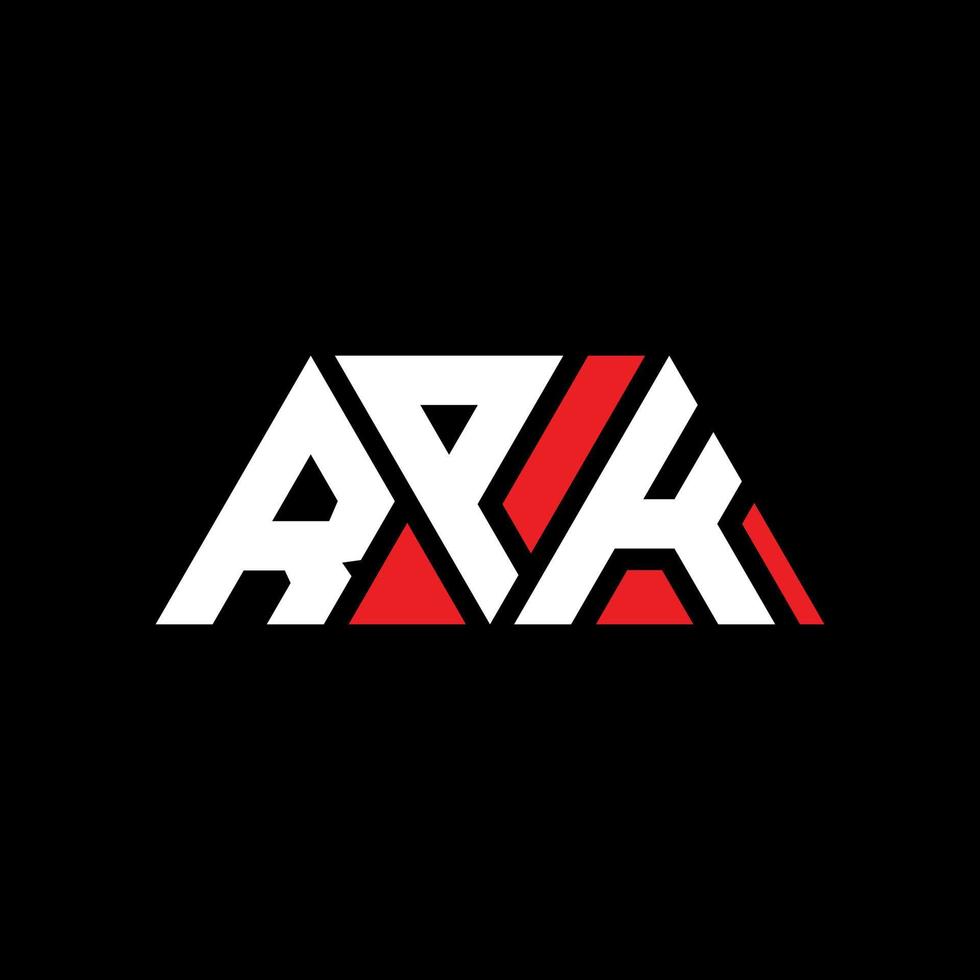 RPK triangle letter logo design with triangle shape. RPK triangle logo design monogram. RPK triangle vector logo template with red color. RPK triangular logo Simple, Elegant, and Luxurious Logo. RPK